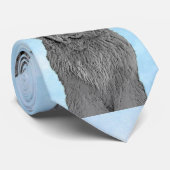 Newfoundland Painting - Cute Original Dog Art Stropdas (Opgerold)