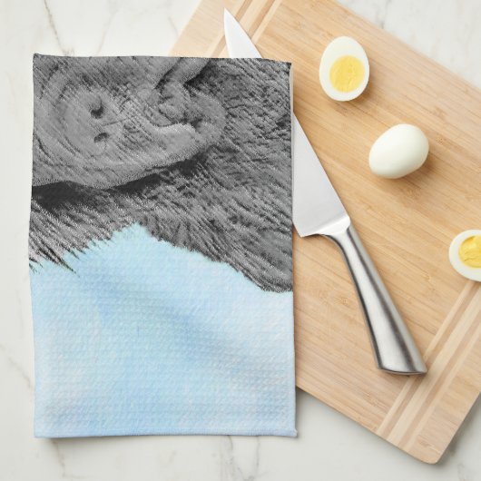 Newfoundland Painting - Cute Original Dog Art Theedoek (Quarter Fold)