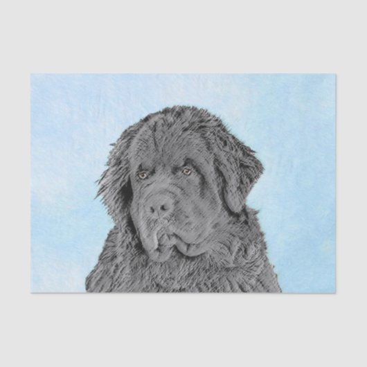 Newfoundland Painting - Cute Original Dog Art Tissuepapier (Voorkant)