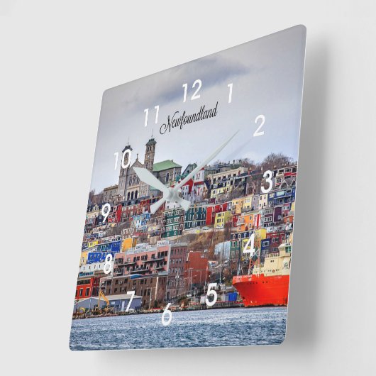 Newfoundland, panoramisch stadsbeeld vierkante klok (Hoek)
