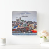 Newfoundland, panoramisch stadsbeeld vierkante klok (Huis)