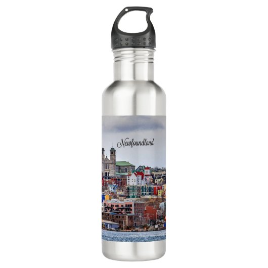 Newfoundland, panoramische cityscape-foto waterfles  (Voorkant)