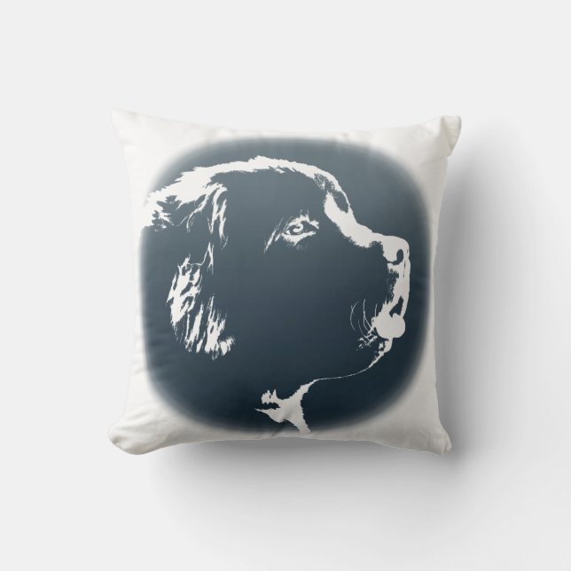 Newfoundland Pillow Newfoundlander Pup Gifts Kussen (Voorkant)