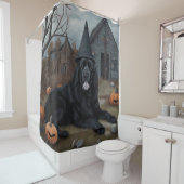 Newfoundland pompoenen Halloween Scary Douchegordijn (In situ)