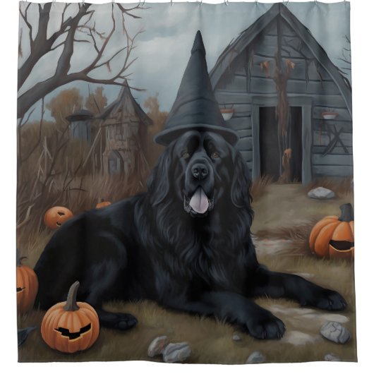 Newfoundland pompoenen Halloween Scary Douchegordijn (Voorkant)
