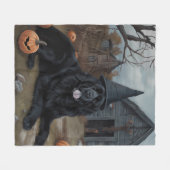Newfoundland pompoenen Halloween Scary Fleece Deken (Voorkant (Horizontaal))