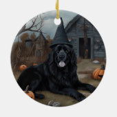 Newfoundland pompoenen Halloween Scary Keramisch Ornament (Achterkant)