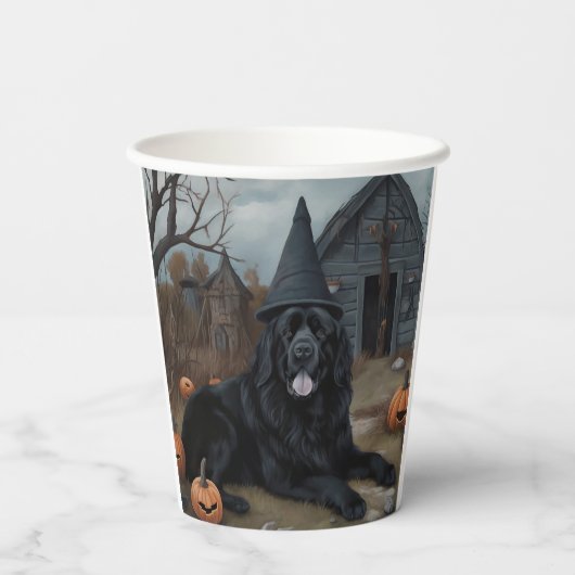 Newfoundland pompoenen Halloween Scary Papieren Bekers (Achterkant)