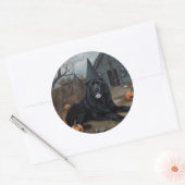 Newfoundland pompoenen Halloween Scary Ronde Sticker (Envelop)