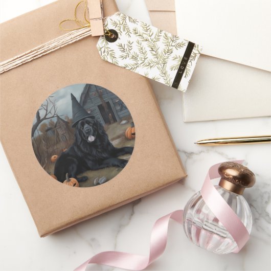 Newfoundland pompoenen Halloween Scary Ronde Sticker (Geschenken)