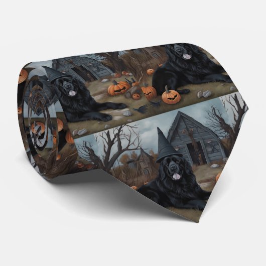 Newfoundland pompoenen Halloween Scary Stropdas (Opgerold)