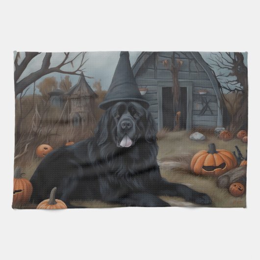 Newfoundland pompoenen Halloween Scary Theedoek (Horizontaal)