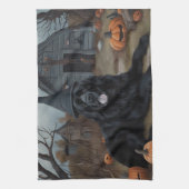 Newfoundland pompoenen Halloween Scary Theedoek (Verticaal)