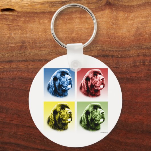 Newfoundland Pop Art Sleutelhanger (Voorkant)