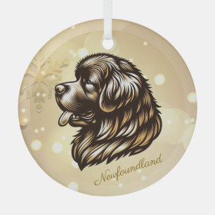 Newfoundland Profiel Glas Kerst Ornament