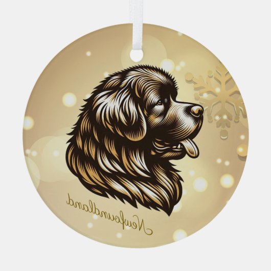 Newfoundland Profiel Glas Kerst Ornament (Achterkant)