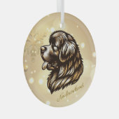 Newfoundland Profiel Glas Kerst Ornament (Voorkant Rechts)