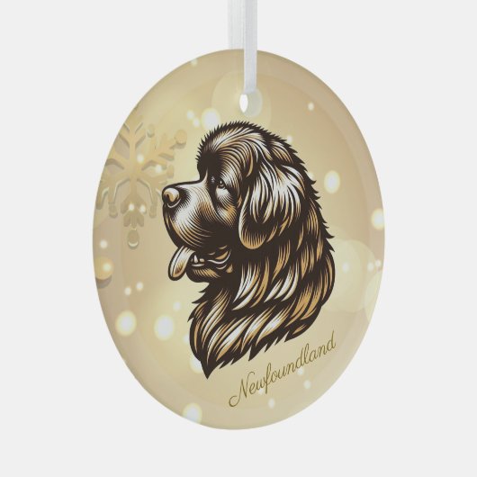 Newfoundland Profiel Glas Kerst Ornament (Voorkant Rechts)