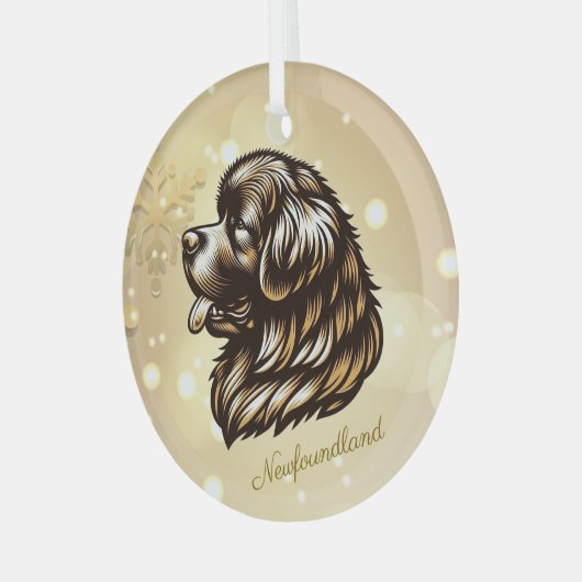 Newfoundland Profiel Glas Kerst Ornament (Voorkant links)
