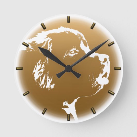 Newfoundland Pup Clock Hondenliefhebber Wall Clock Ronde Klok (Voorkant)