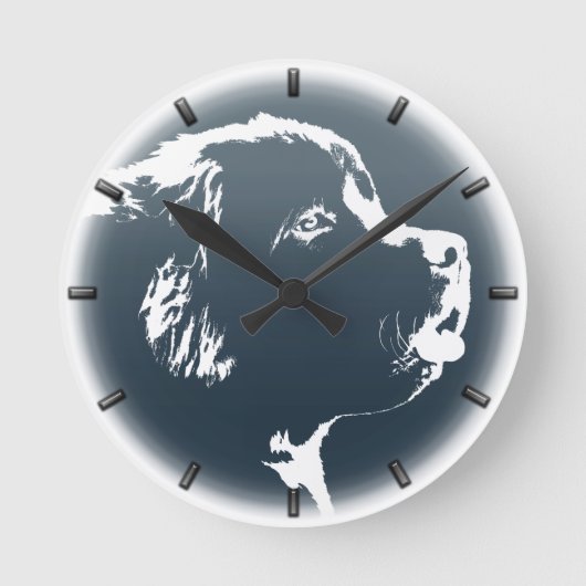 Newfoundland Pup Clock Hondenliefhebber Wall Clock Ronde Klok (Voorkant)