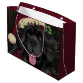 Newfoundland Puppy Dog Santa Hat Groot Cadeauzakje (Achterkant Gekanteld)