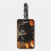 Newfoundland Puppy Herfst Delight Pompoen Bagagelabel (Achterkant verticaal)