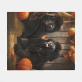 Newfoundland Puppy Herfst Delight Pompoen Fleece Deken (Voorkant (Horizontaal))