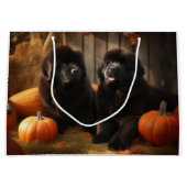 Newfoundland Puppy Herfst Delight Pompoen Groot Cadeauzakje (Voorkant)