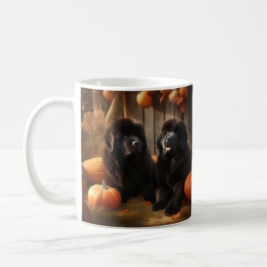 Newfoundland Puppy Herfst Delight Pompoen Koffiemok (Links)