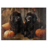Newfoundland Puppy Herfst Delight Pompoen Snijplank (Voorkant)