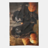 Newfoundland Puppy Herfst Delight Pompoen Theedoek (Verticaal)