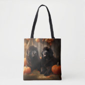 Newfoundland Puppy Herfst Delight Pompoen Tote Bag (Voorkant)