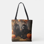 Newfoundland Puppy Herfst Delight Pompoen Tote Bag (Achterkant)