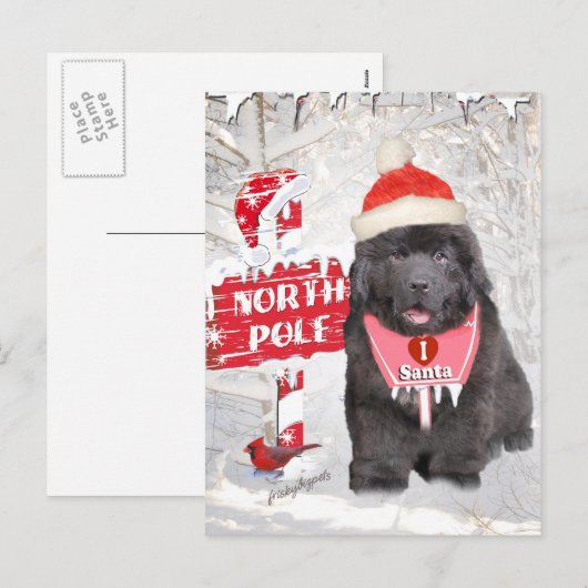 Newfoundland Puppy houdt van kerstkaarten Feestdagenkaart (Voorkant / Achterkant)