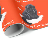 Newfoundland Puppy in Sneeuwkerst Cadeaupapier (Rol Hoek)