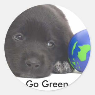 Newfoundland Puppy Met Aarde Ronde Sticker