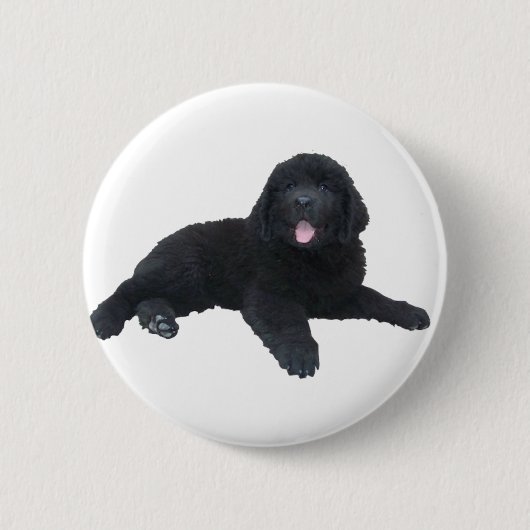 Newfoundland Puppy Ronde Button 5,7 Cm (Voorkant)