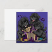 Newfoundland puppyhonden openen cadeaus feestdagenkaart (Voorkant / Achterkant)