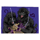 Newfoundland puppyhonden openen cadeaus groot cadeauzakje (Achterkant)