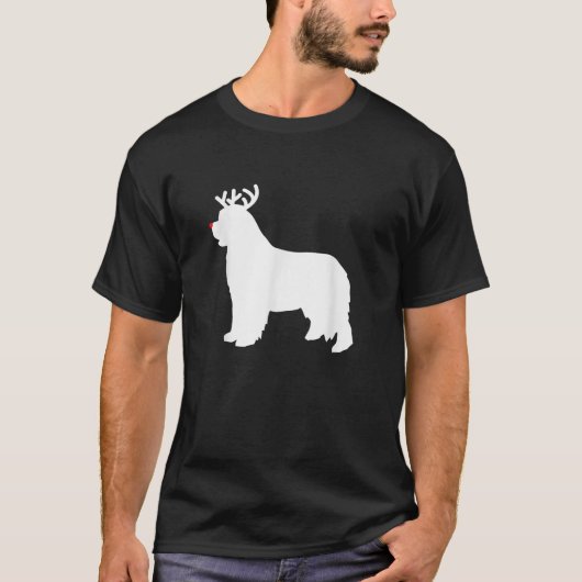Newfoundland Rendier Kerst Hond T-shirt (Voorkant)