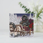 Newfoundland Santa Sleigh Feestdagenkaart (Staand voorkant)