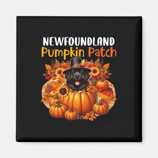 Newfoundland Schattigee Patch Thanksgiving Pompoen Magneet (Voorkant)