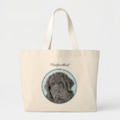 Newfoundland Schilderij Zwart Schattige Originele  Grote Tote Bag (Voorkant)