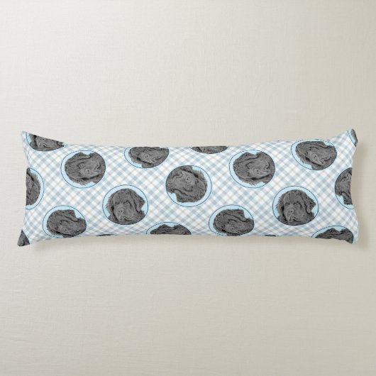 Newfoundland Schilderij Zwart Schattige Originele  Lichaamskussen (Voorkant)