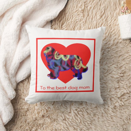 Newfoundland Silhouette Dog Red Heart Moederdag Kussen (Deken)