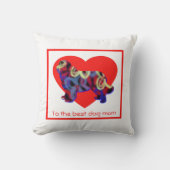 Newfoundland Silhouette Dog Red Heart Moederdag Kussen (Voorkant)