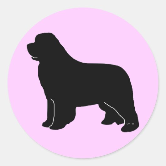 newfoundland silhouette ronde sticker (Voorkant)