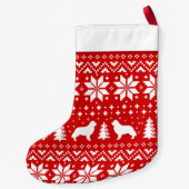 Newfoundland Silhouettes Pattern Red en White Kleine Kerstsok (Achterkant)