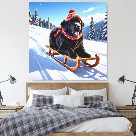 Newfoundland Sled Ride Canvas Afdruk (Insitu (Slaapkamer))